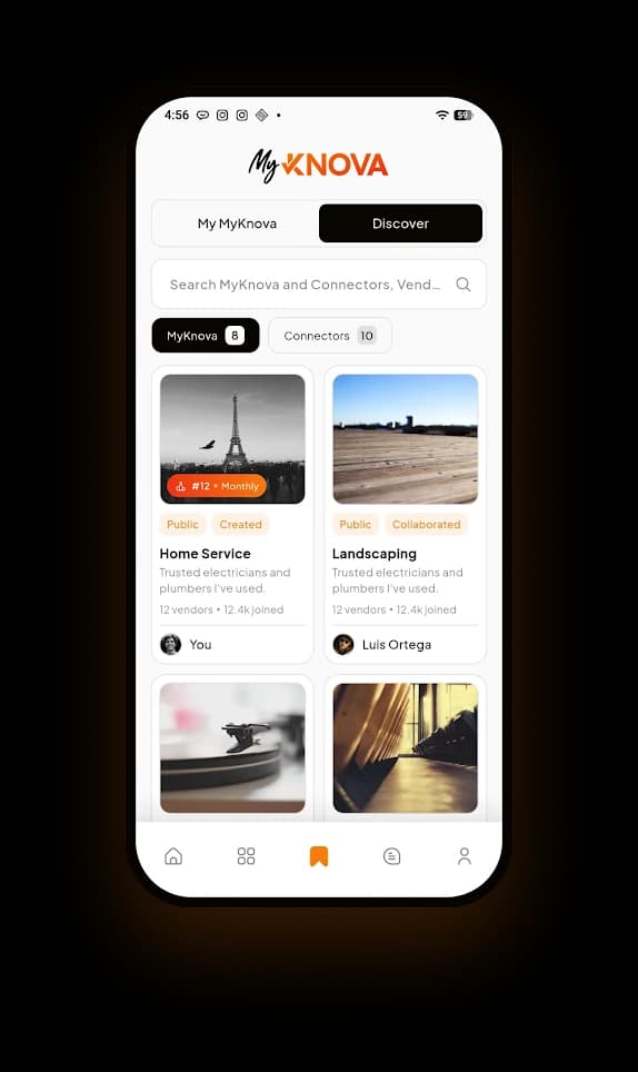 The MyKNOVA app showing a Realtor’s trusted list